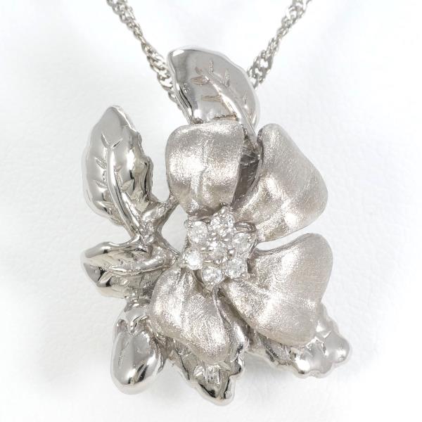 K18 18金 WG ネックレス ダイヤ 0.07 カード鑑別書 ジュエリー 中古