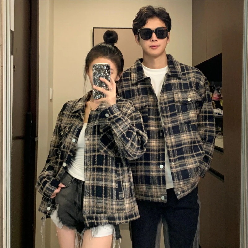 【送料無料】ペアルック アウター レディース チェック カジュアル シンプル ペアルック カップル お揃い 服 トップス クリスマス プレゼント リンクコーデ ペア カップル ペアルック ブランド コ