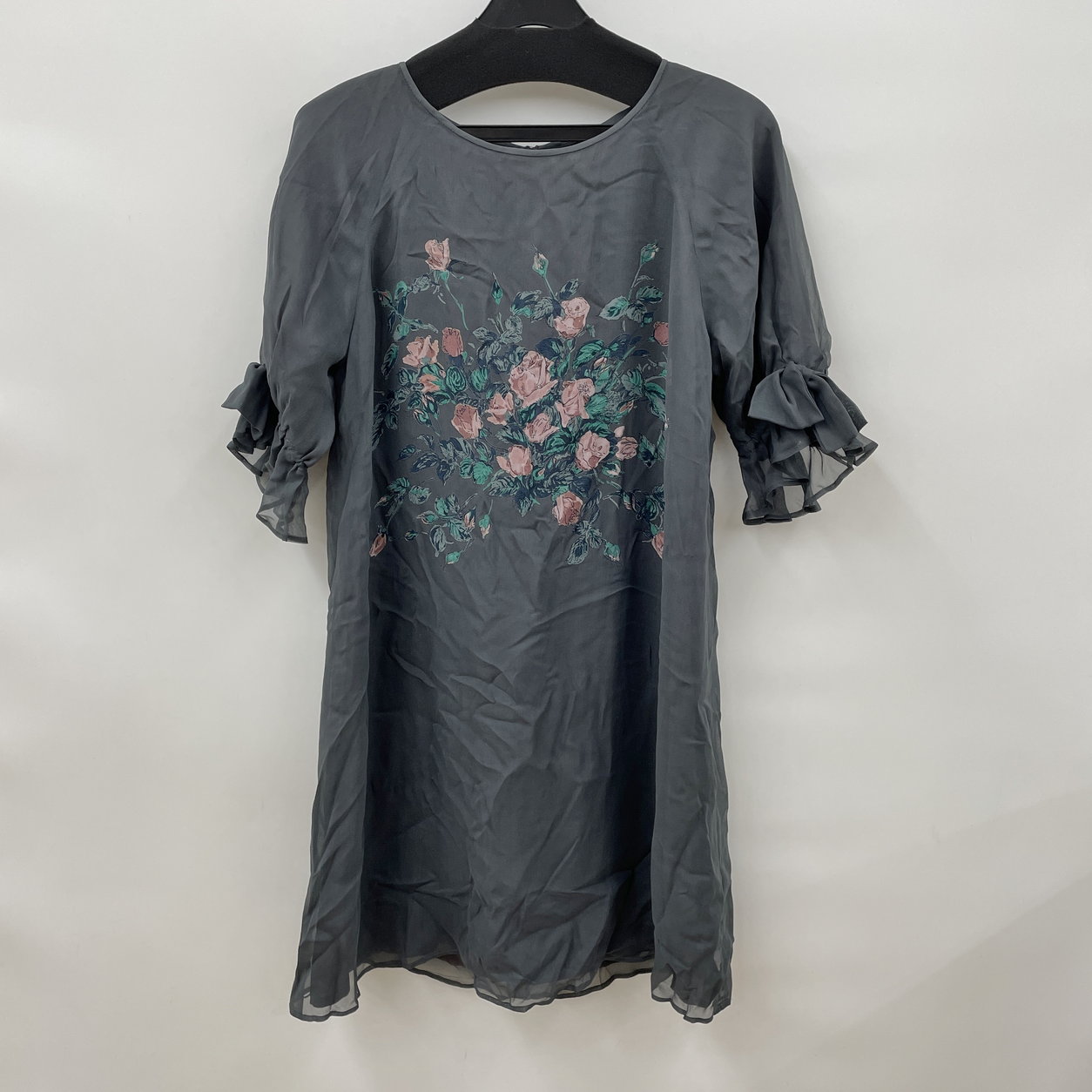 チュニック leur logette ルール ロジェット 1 グレー系 半袖 パフスリーブ リボン 日本製 シルク100%