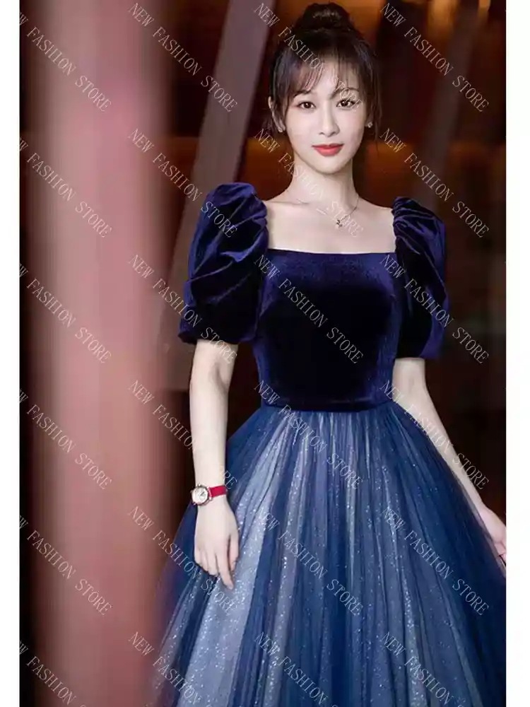 タキシードスカート女性司会者合唱団パフォーマンスドレスロング-72