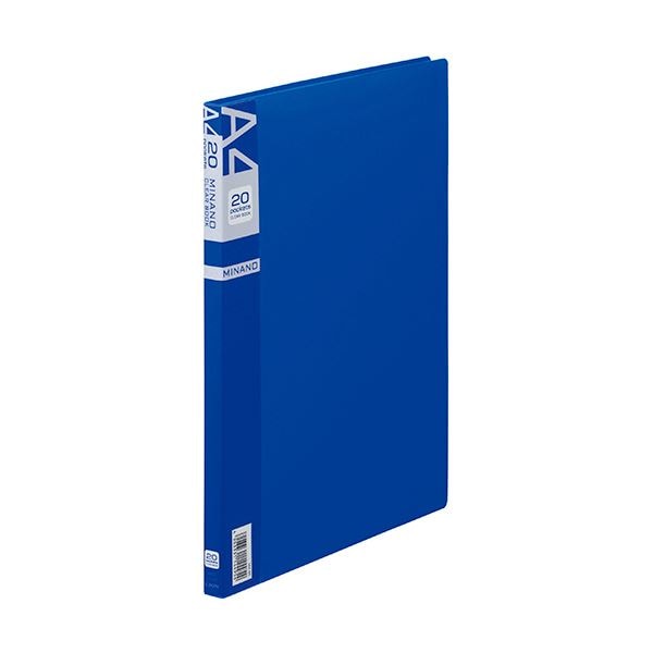 （まとめ）ライオン事務器 クリアーブックMINANO(ミナノ) A4タテ 20ポケット 背幅14mm ブルー CR-20M 1冊 (×10セット)