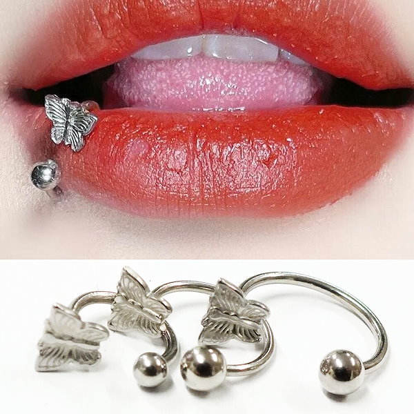 Qoo10] ボディピアス バタフライリップフープサー