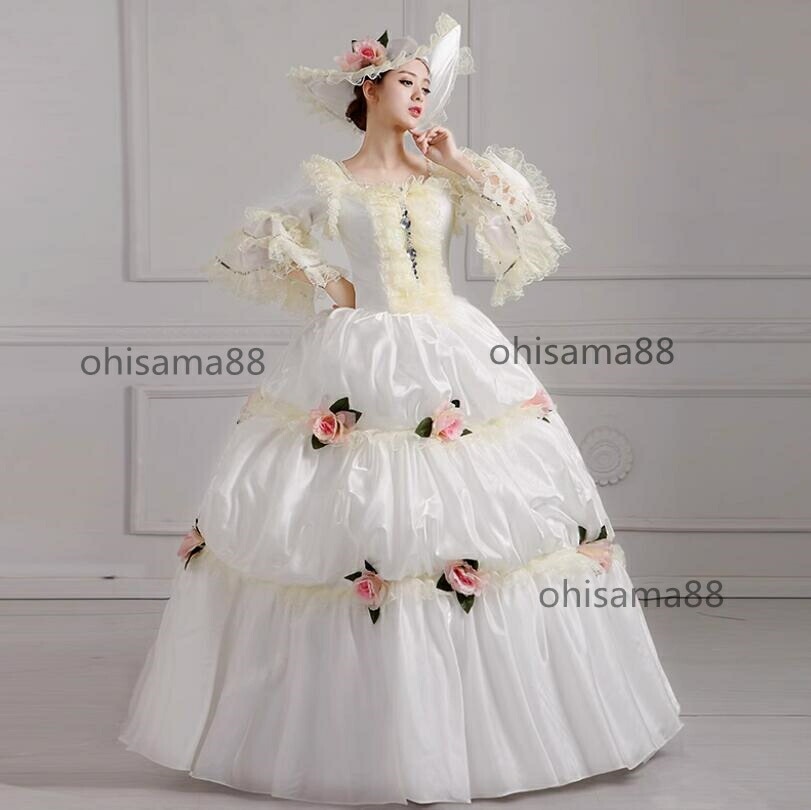 大人気 宮廷ドレス 中世貴族風 お姫様ワンピース 可愛い パーティードレス プリンセスドレス 演劇 貴婦人ドレス 華やか 高級感 フレア袖 貴族ドレス ステージ衣装 ヨーロッパ風ドレス ハロウィン ク