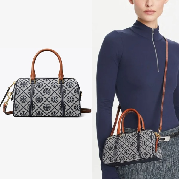 T MONOGRAM MINI BARREL BAG TORY NAVY 170417 TORY NAVY