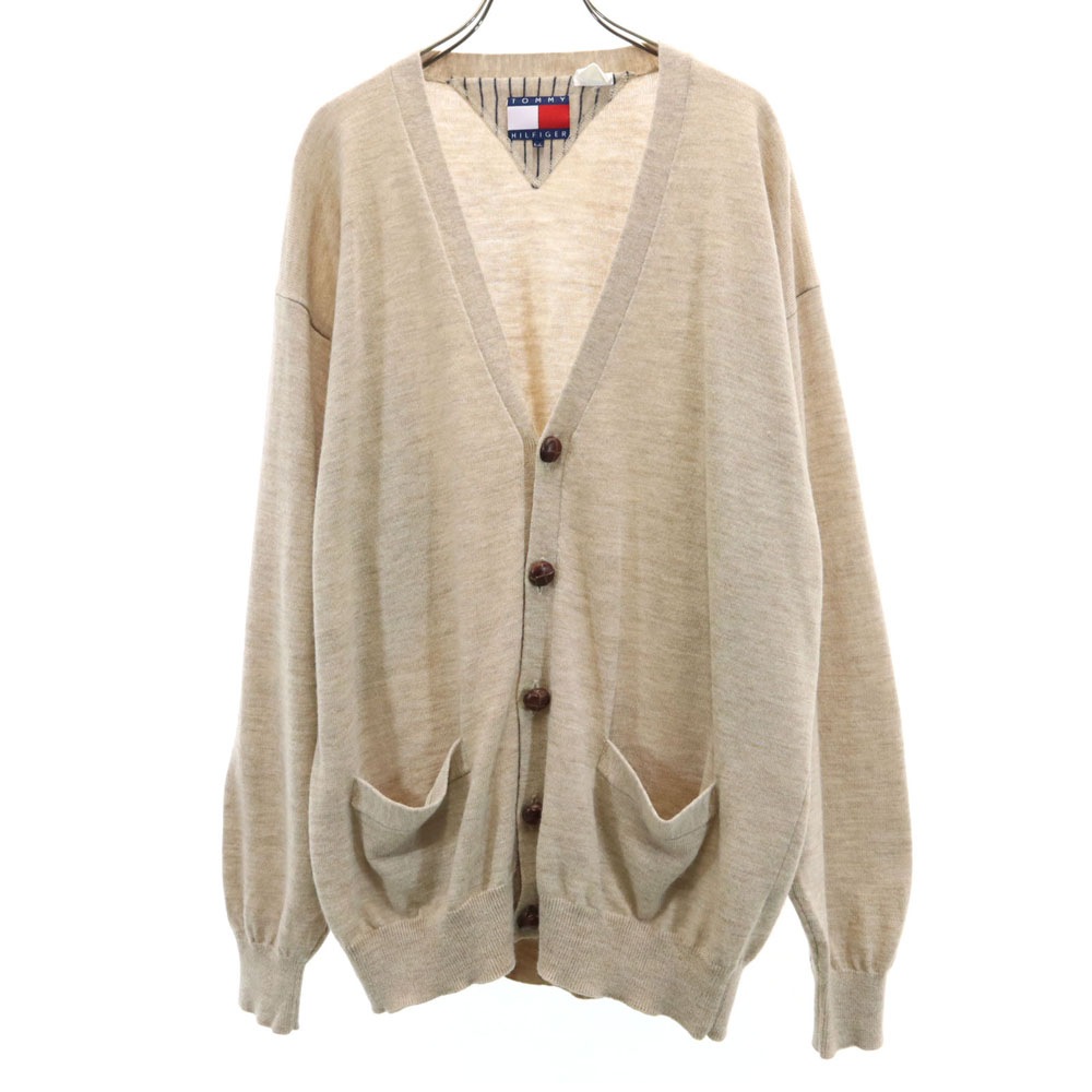 90s ウール オールド フラッグタグ Vネック ニットカーディガン L ベージュ メンズ 4,959円
