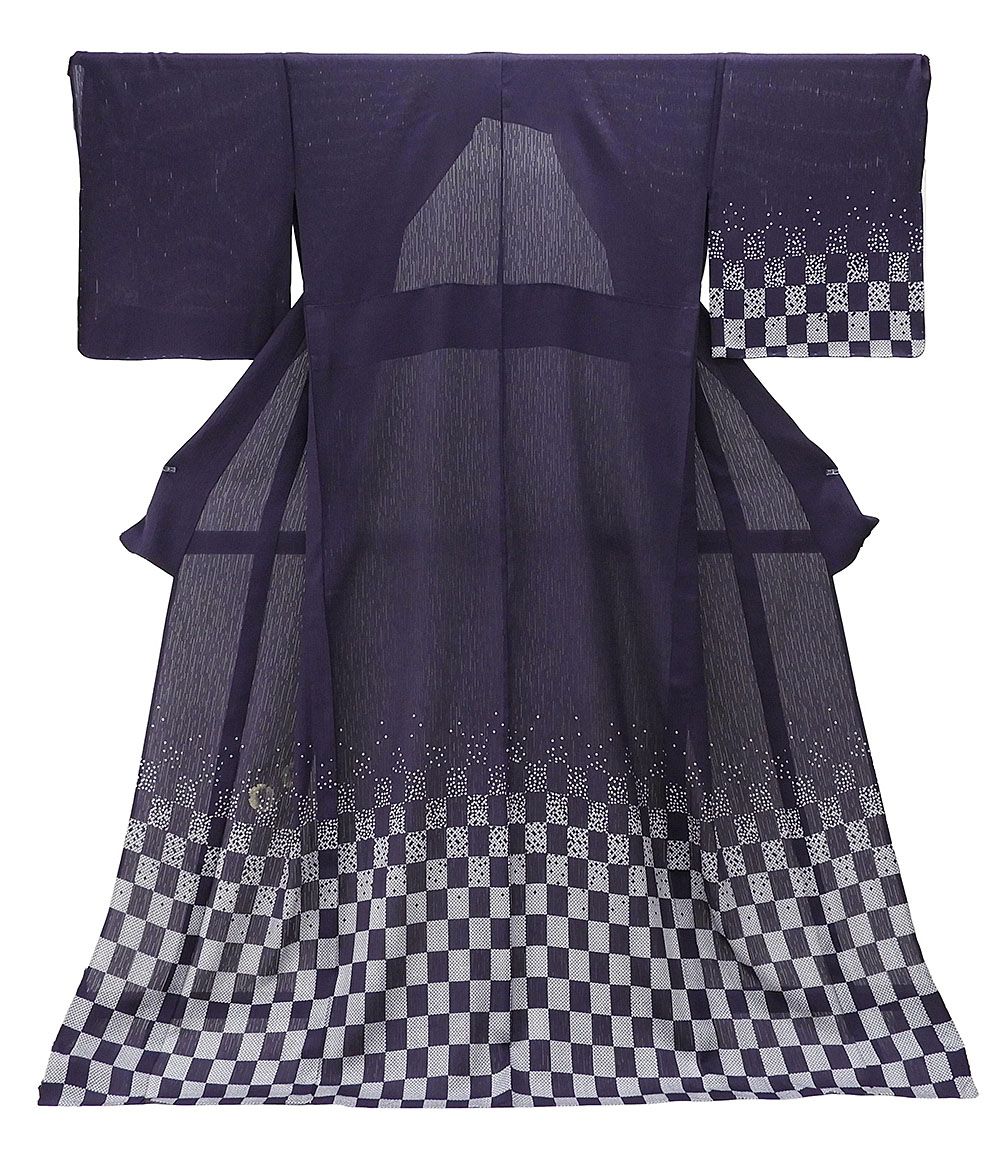 夏物 訪問着 新品仕立済 正絹 夏物 雪輪格子匹田模様 身丈172cm 裄丈69cm 縦絽訪問着 新品 仕立て上がり 着物 wb2328