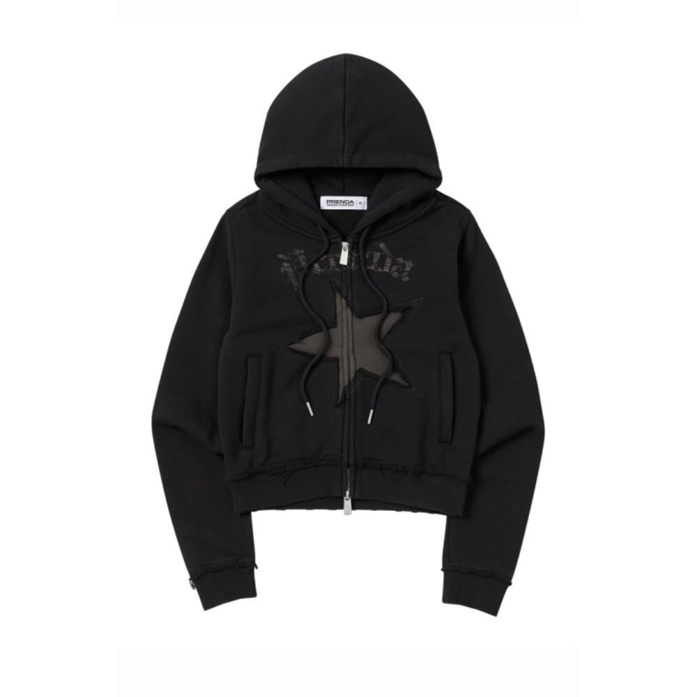 PRENDA STAR CUTOFF HOOD ZIPUP BLACK PRTVSSHZ08WC6