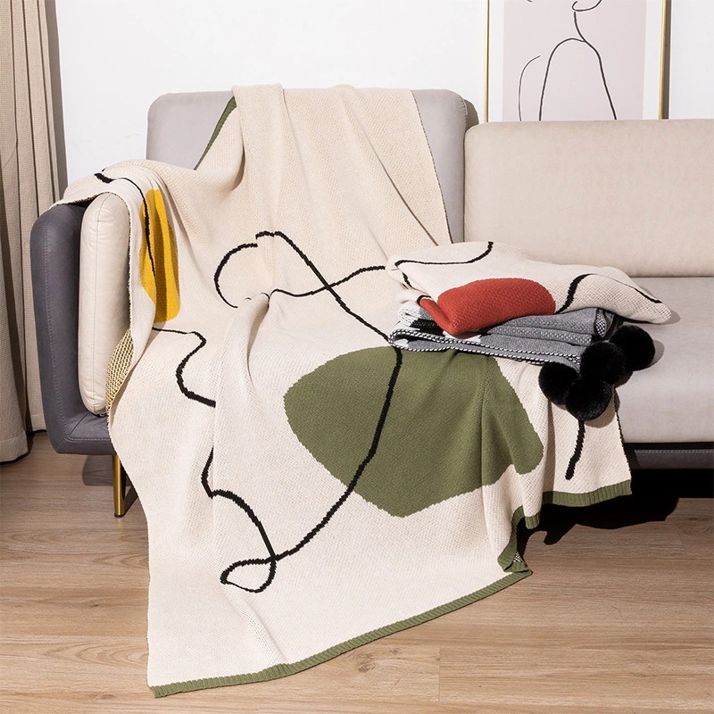 北欧スタイルの小さなブランケットオフィス昼寝ブランケット秋の純綿タオルキルトブランケットキルトシングルエアコンブランケットスローブランケット