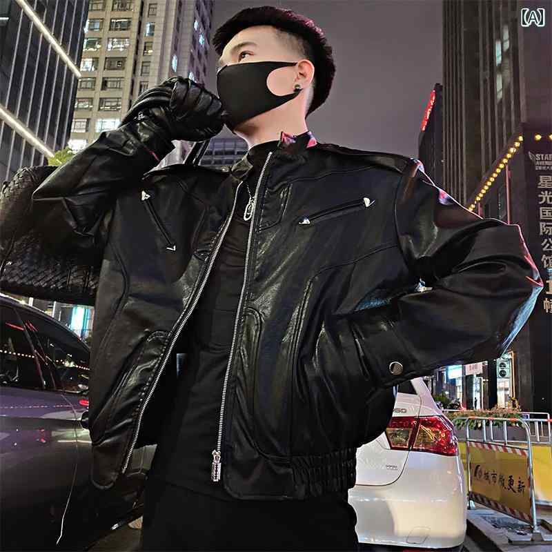 アウター メンズ カジュアル おしゃれ 黒 ストリート オートバイ レザージャケット 春秋服 フ 軽量 涼しい 涼しい ジャケット