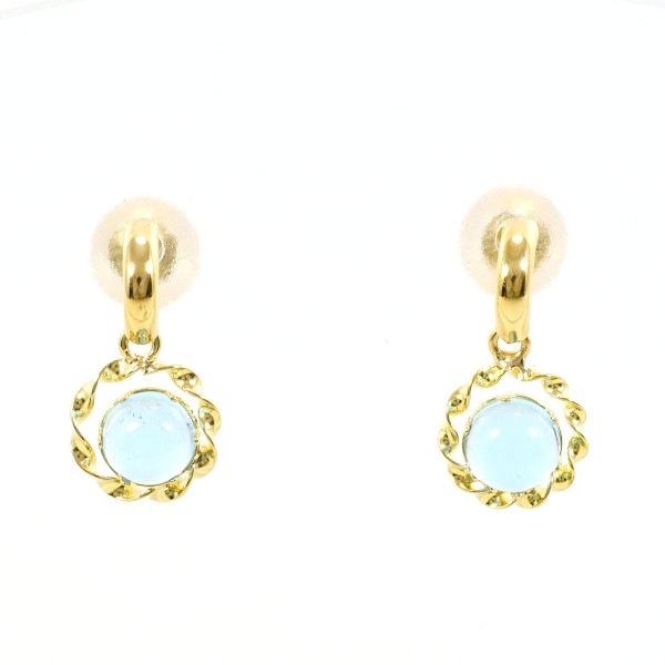 K18 18金 YG イエローゴールド ピアス ブルートパーズ 総重量約0.7g ジュエリー 中古 10,967円