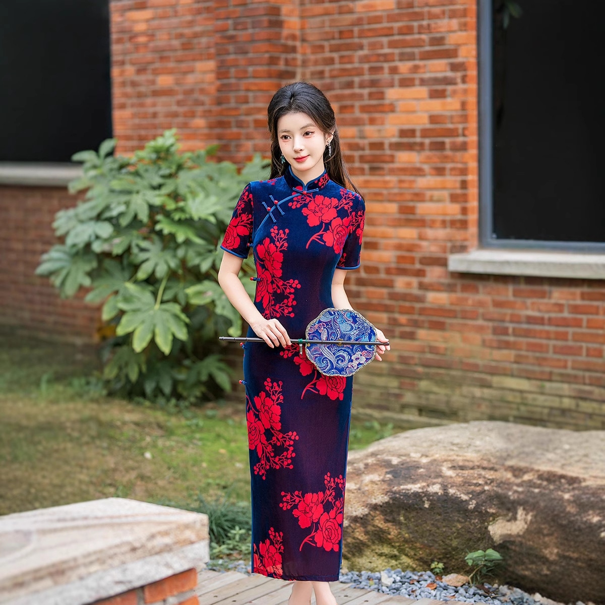 ワンピースドレスドレス2025レトロチョンサムレッドガールズロングスタイル 4,530円