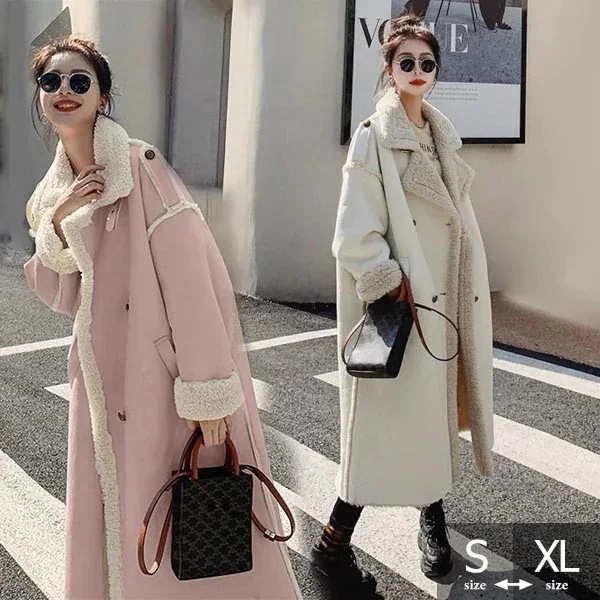 ロングコート アウター 厚手 フェイクムートン レディース もこもこ 裏ボア 裏起毛 暖かい 韓国ファッション