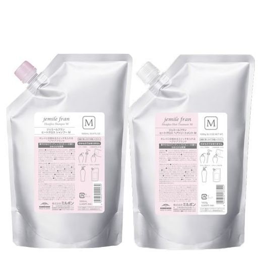 ミルボン ジェミールフラン ヒートグロス M シャンプー 1000ML + トリートメント 1000G 詰め替え セット