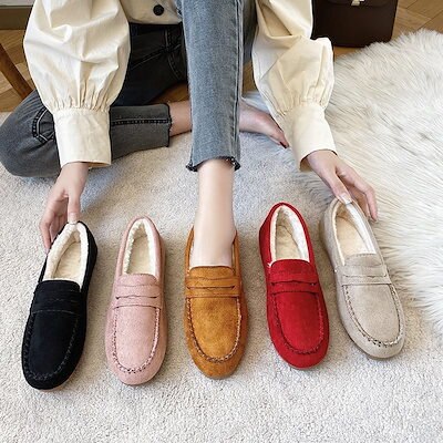 [急速出荷]【5色】バブーシュトット靴フラットシューズ革張りの柔らかい底ボアコットンシューズモカシン ファーシューズ 靴 モカシン 裏ボア もこもこ フラット ぺたんこ ムートン レディース パンプス
