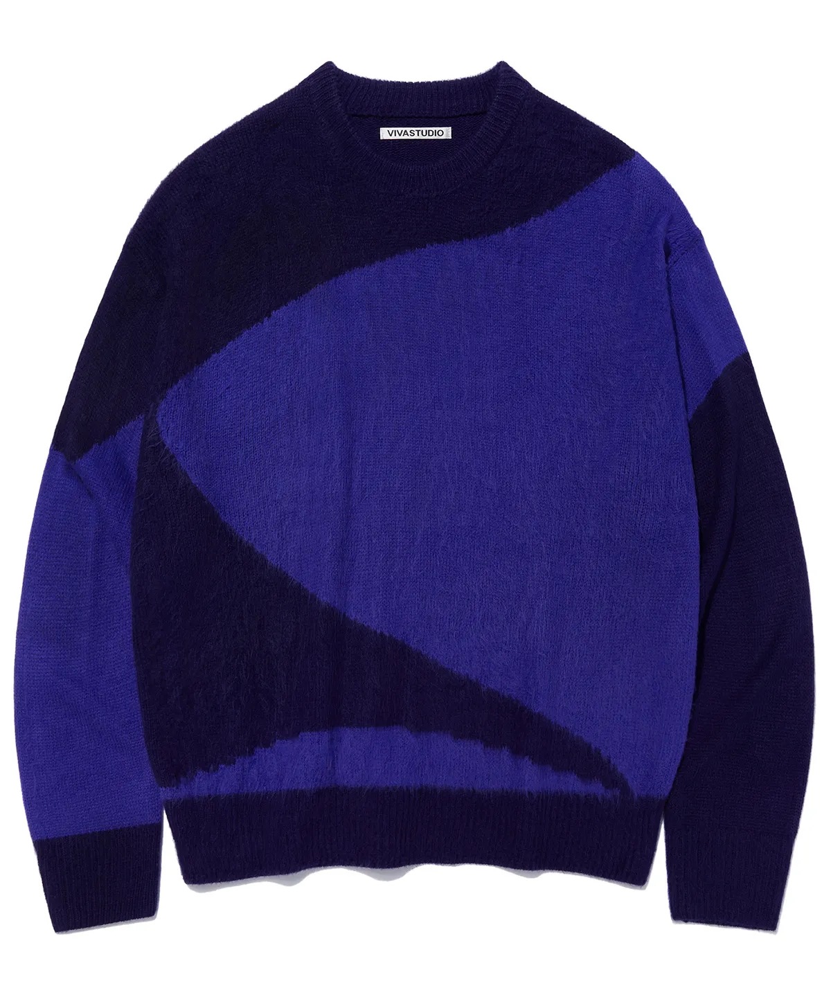 BLOCK ROUND KNIT [BLUE] 男女共用 マンツーマン Tシャツ 韓国の人気ファッションブランド