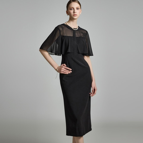 D5223 シースルー スリム ワンピース