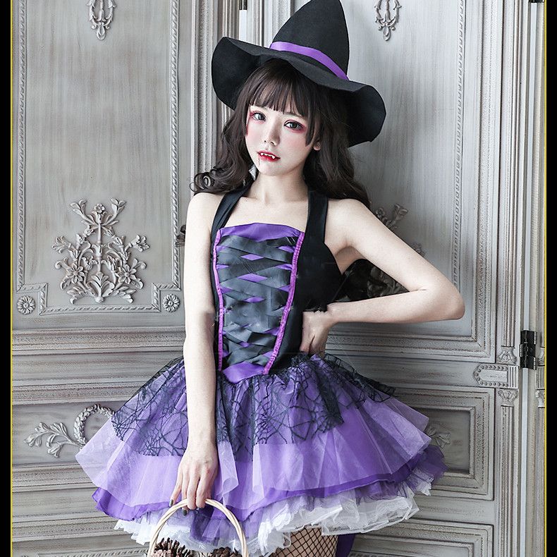 3日出荷 紫 魔女 ロリータワンピース ハロウィン コスプレ レディース