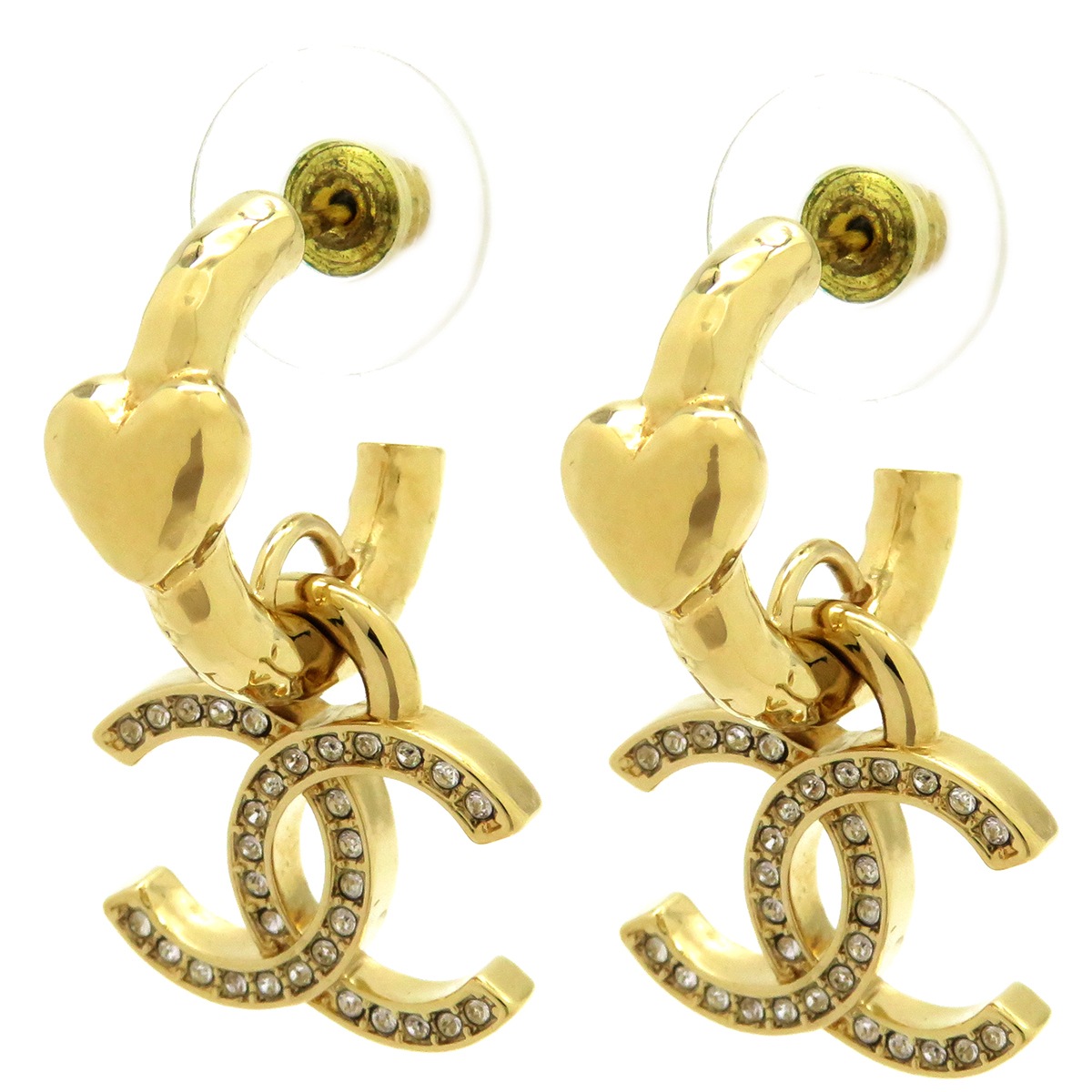 シャネル CHANEL ピアス ココマーク フープピアス GP ラインストーン ゴールド CCマーク B23P 【箱】【中古】 47,586円