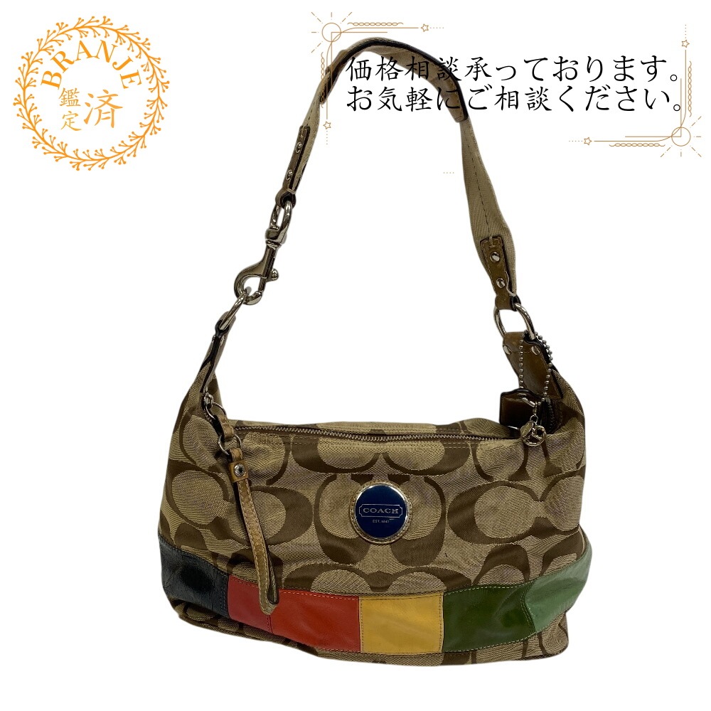 15586 シグネチャー キャンバス ショルダーバッグ ベージュ ブランド