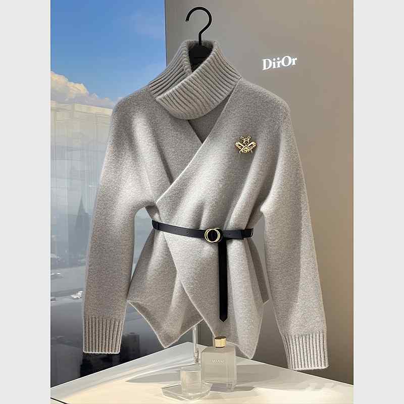 秋服 レディース ファッション オシャレ カワイイ シンプル 大人カワイイ 大きいサイズ ソフト ハイエンド ニット トップス フェミニン グレー タートルネック セーター