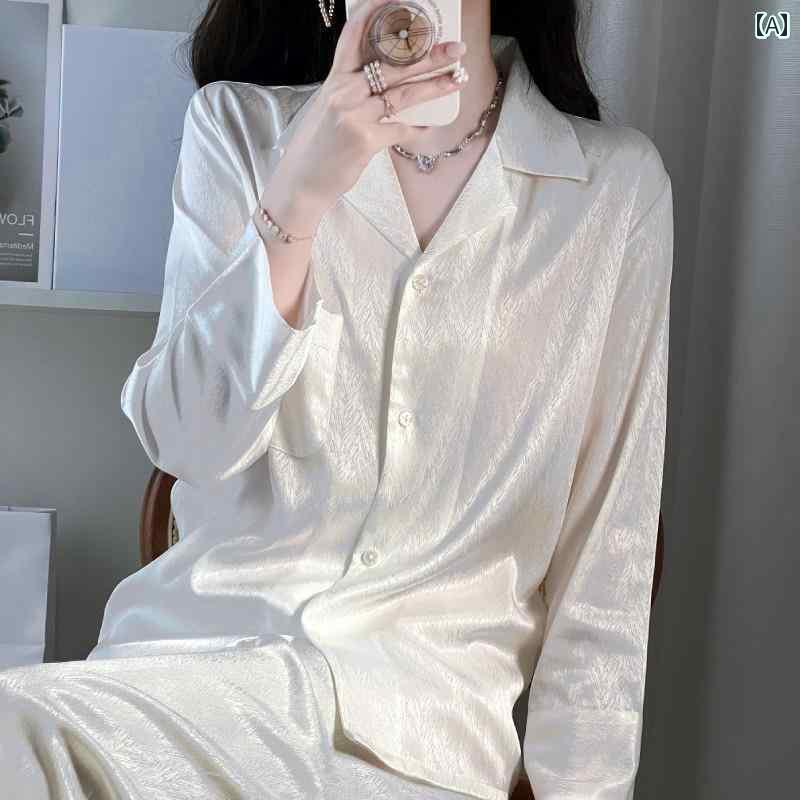 パジャマ　レディース　上下 ビクトリア シルクパジャマ レディース 春秋 夏 長袖 ズボン 薄手 白 大きいサイズ マルベリー シルク ホームウェア