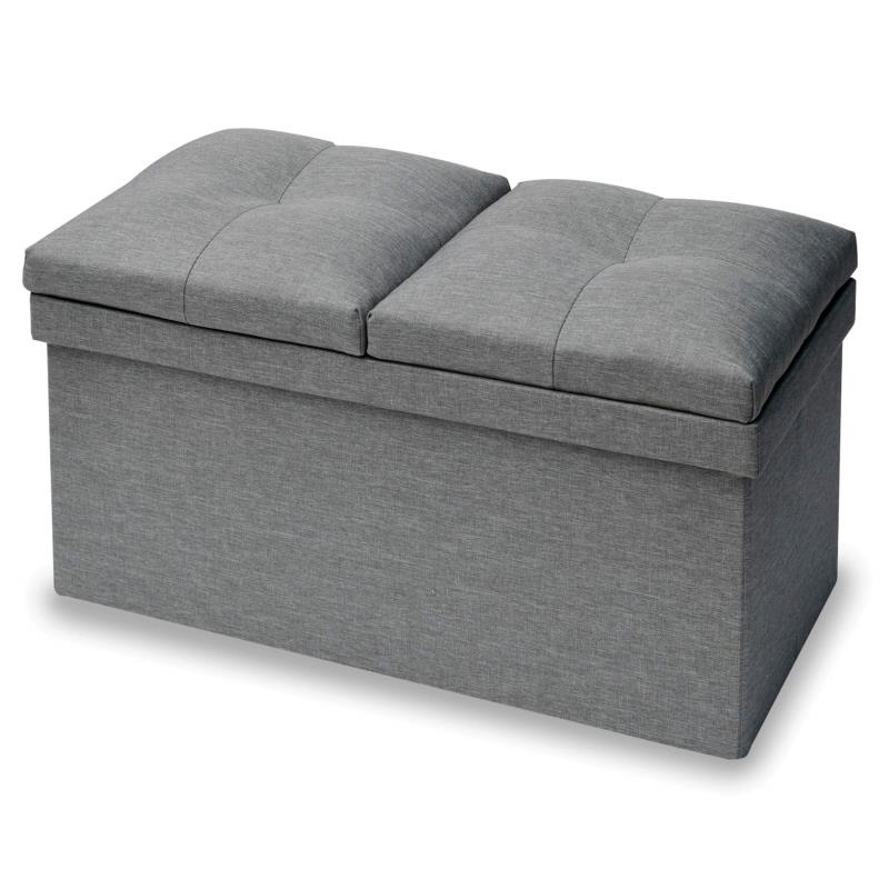 山善(YAMAZEN) 収納スツール テーブル付き 座面が座布団にもなる 折りたためる オットマン 収納ボックス 椅子幅76×奥行38×高さ44cm かんたん組立 ライトグレー JLS-76Z(LGY