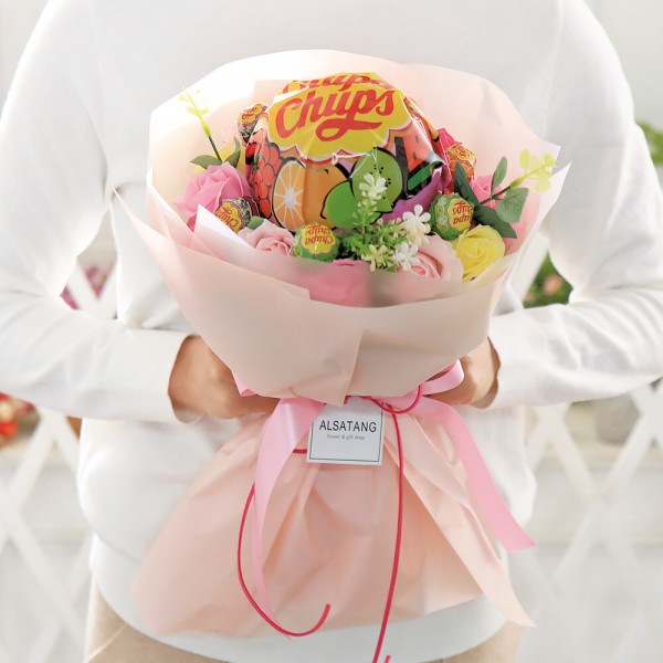 ベル キャンディー花束 ピンク チュッパチャップス ホワイトデー ブーケ プレゼント
