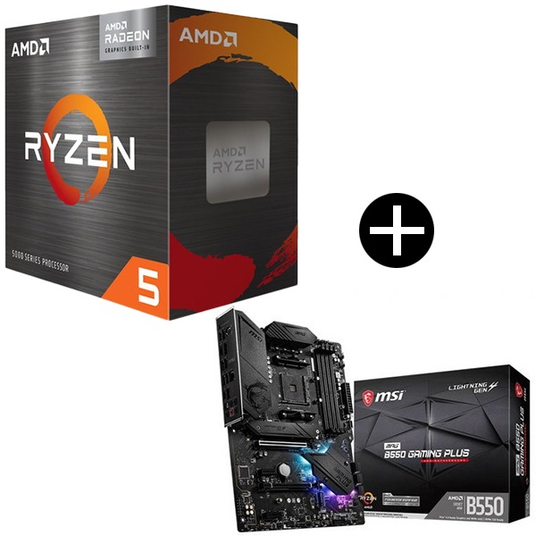 Ryzen 5 5500GT BOX With Wraith Stealth Cooler CPU + MSI MPG B550 GAMING PLUS ATXマザーボード セット