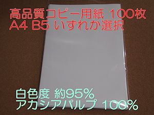 コピー用紙 A4 B5 100枚 いずれか選択 白色度 約95％ アカシアパルプ 100%
