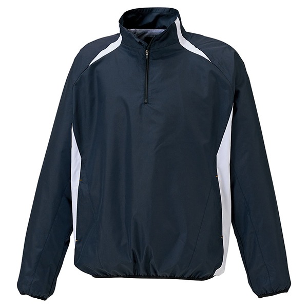 ゼット 野球ウエア 長袖ハーフジップジャンパー ネイビー/ホワイトA S BOV335 2911A