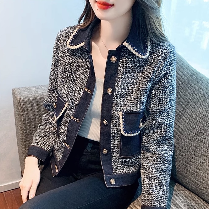 トップス アウター ジャケット ショート丈 袖あり 長袖 襟付き スタンドカラー スリム ポケット 前開き かわいい 大人可愛い きれいめ 大人 上品 おしゃれ レトロ 大人女子 こなれ感 キュート