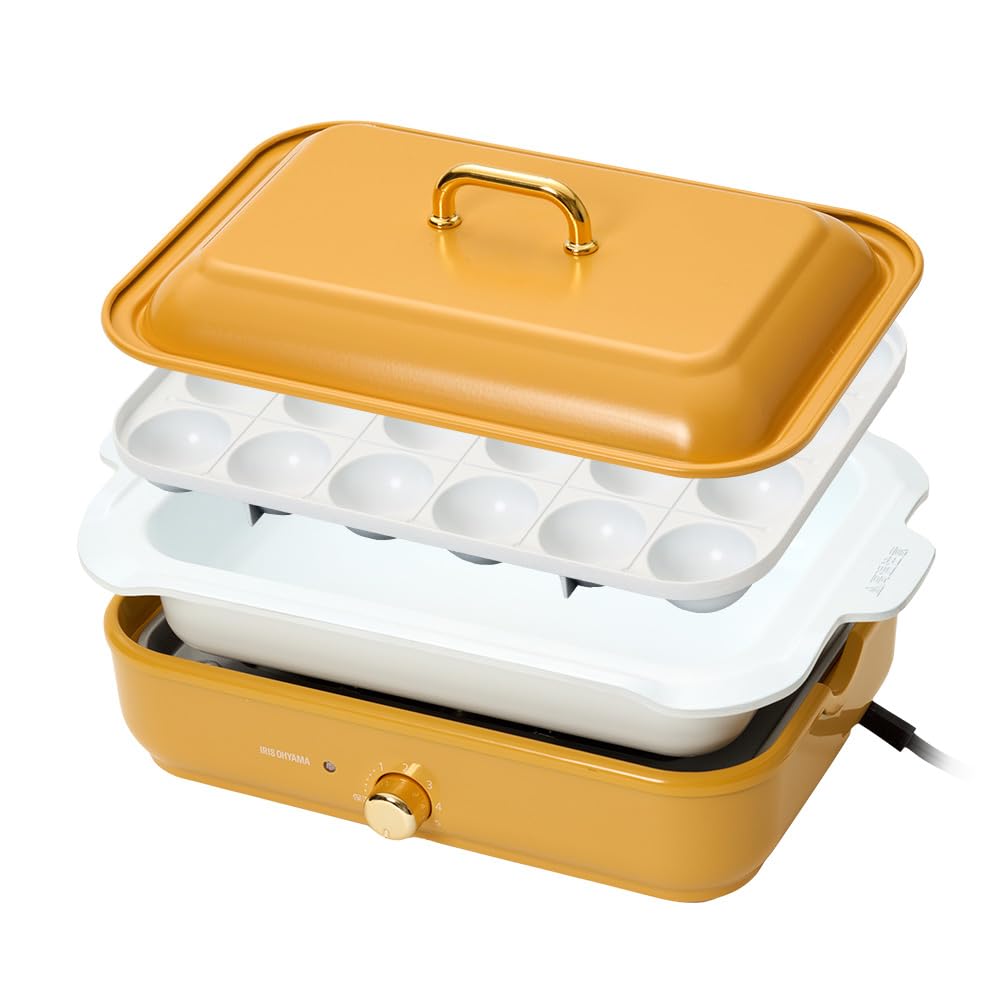 即日発送 アイリスオーヤマ ホットプレート コンパクト 着脱式 温度調節機能付き たこやき器 深鍋 プレート 2枚 1000W 簡単お手入れ サーモスタット機能 洗いやすい おしゃれ 保証付き PHP