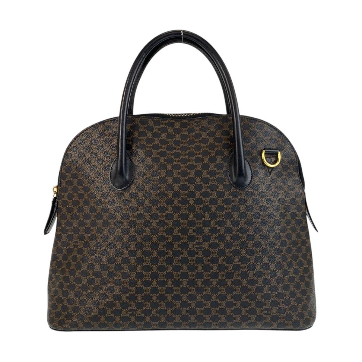 美品 ヴィンテージ マカダム ブラウン ブラック 黒 ゴールド金具 PVC/レザー MC96 ハンドバッグ レディース 502161