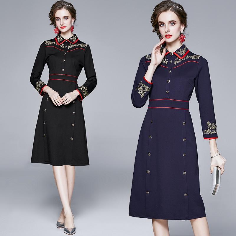 ワンピース レディース スキニードレス Aラインワンピース シャツ風ワンピース 膝丈 ひざ丈 膝下