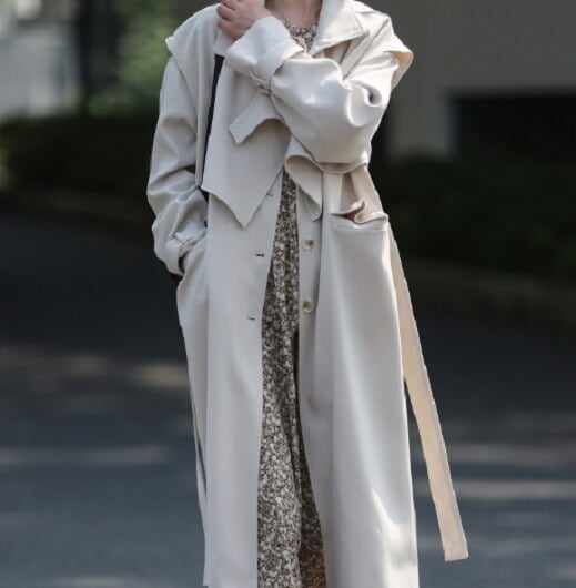 【取寄:納期2週間】トレンチコート レディース スプリングコート 春秋 アウター コート 羽織 大きいサイズ きれいめ ロング丈 春アウター 秋冬 20代 30代 40代 薄手 ロング丈 長袖