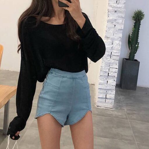 ボトムス ハイウエスト デニム ショート パンツ カットデザイン 脚長 ホットパンツ セクシー かわいい 大人可愛い きれいめ シンプル カジュアル 大人 上品 おしゃれ お洒落 かっこいい lbot