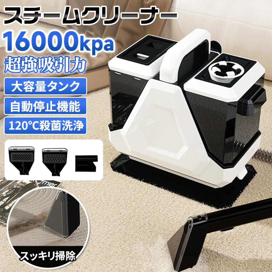 スチームクリーナー スチーム掃除機 120℃高温スチーム 16kpa 自動停止機能 除菌 ノズル3種 家庭用 車用 大容量タンク 長時間使用 業務用 ホース付き 高圧掃除機