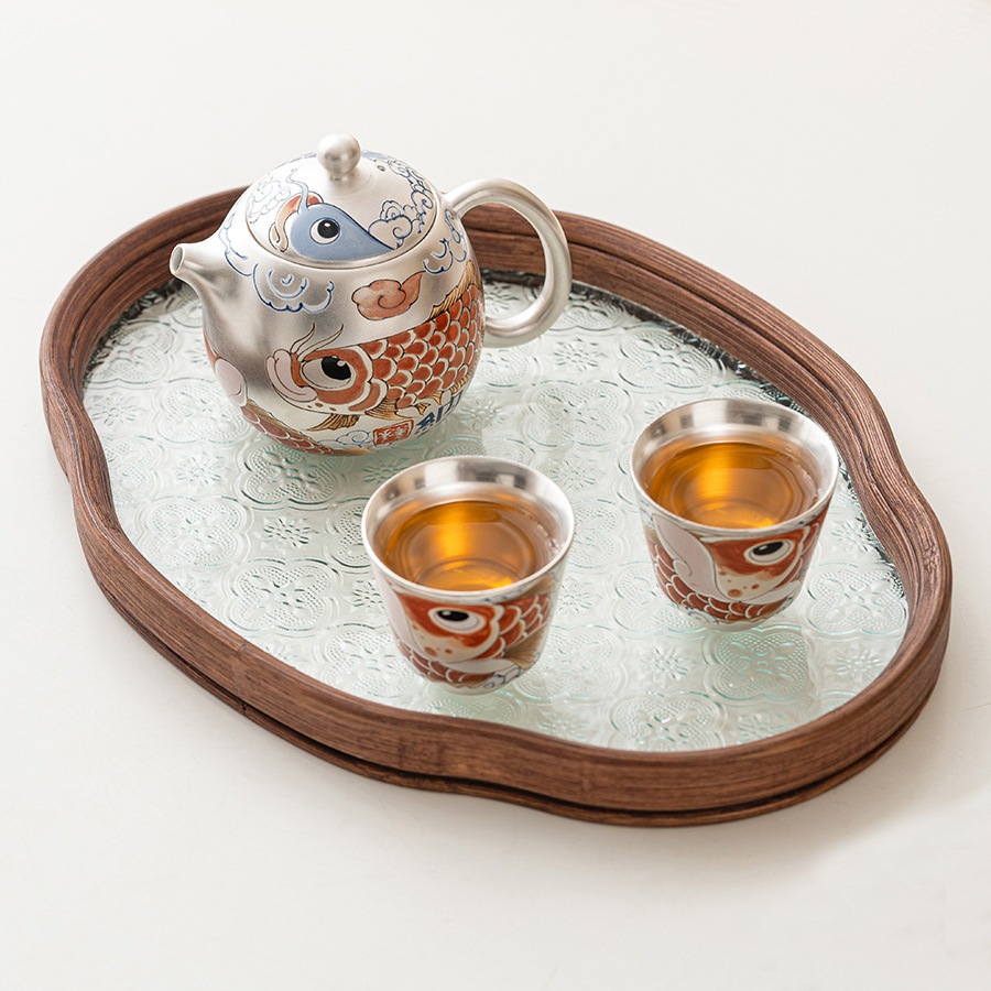 999金銀新香龍ナフティーポットお茶を淹れるための家庭用高級ティーセットポット1つとカップ2つのギフトボックス