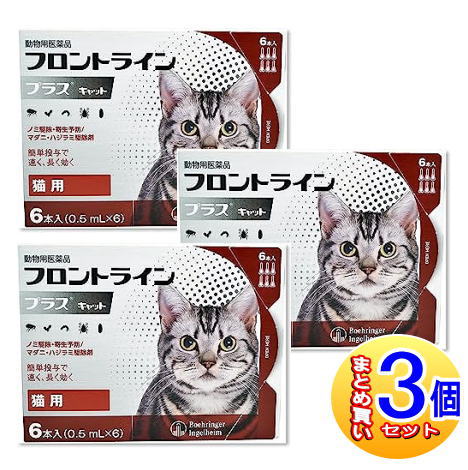 【3個セット】【動物用医薬品】フロントラインプラスキャット　猫用　6本入　【小型宅配便】
