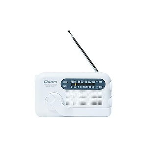 【即納】山善 キュリオム 手回しラジオ 防水 防塵 携帯充電 AM FM ワイドFM ホワイト YTM-R100