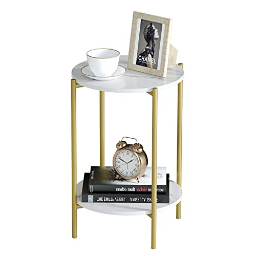 サイドテーブル 丸 コーヒーテーブル 大理石 ゴールド脚 ソファ横 ベッド横 テーブル 小さめ ベッ