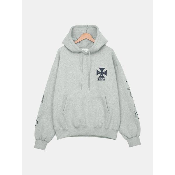 メンズ裏起毛オーバーサイズTシャツ ビンテージレタリングパーカー SNE059_P414222032
