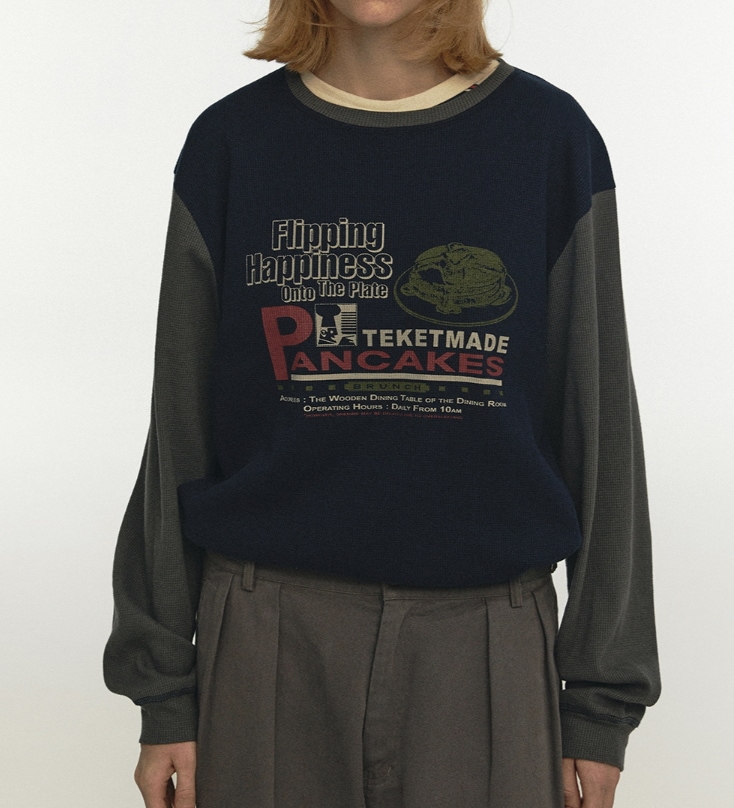 テケット Pancake Waffle L/S Tee Navy