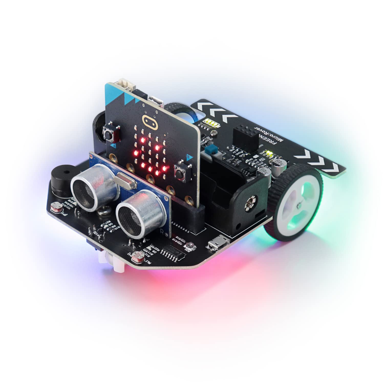 Freenove Micro:Rover Kit for BBC micro:bit（V2を含む）障害物回避光追跡ライン追跡リモコン操作メロディ再生カラフルなライトサンプルプロジェクト