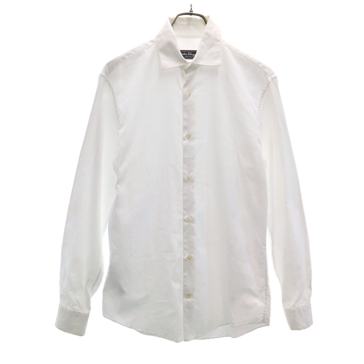 SalvatoreFerragamo サルバトーレフェラガモ 長袖 コットンシャツ XS ホワイト メンズ 古着