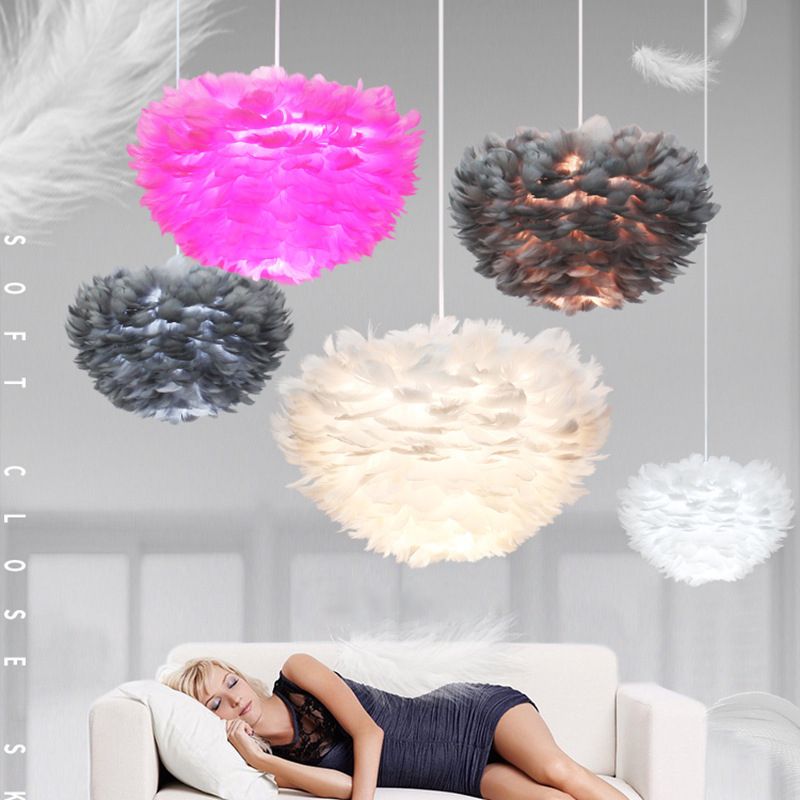 ペンダントライト 北欧 おしゃれ ダイニング 円形 羽根 姫系 キッチン 天井照明 照明器具 リビング 玄関 寝室 電球付 LED対応 ダクトレール用 引掛シーリング用 工事不要 簡単設置 80cm