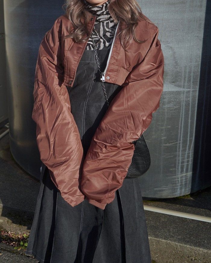 Nylon Padding Cropped Jacket (brick brown) A.D.G レディース アウター