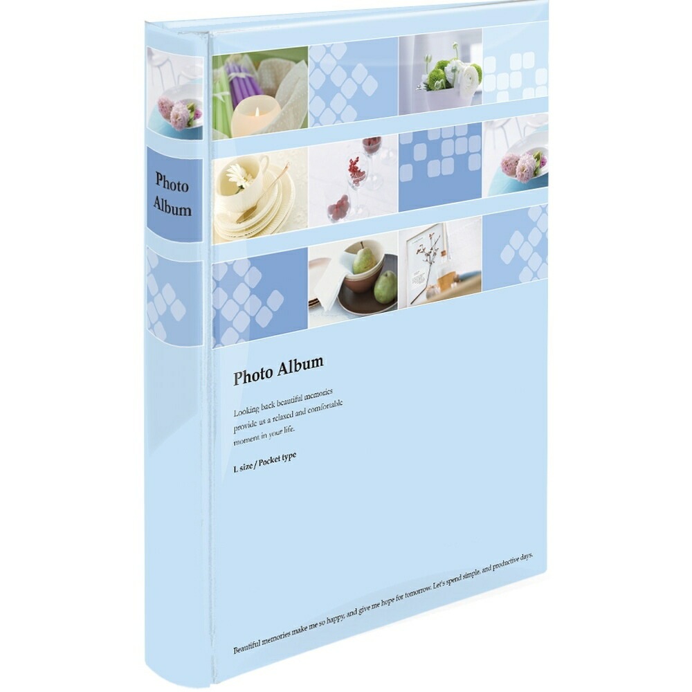 （まとめ買い）背丸ブック式/ポケットアルバム L判3段240枚 インテリアフォト ブルー BPL-240-4-B [x3]