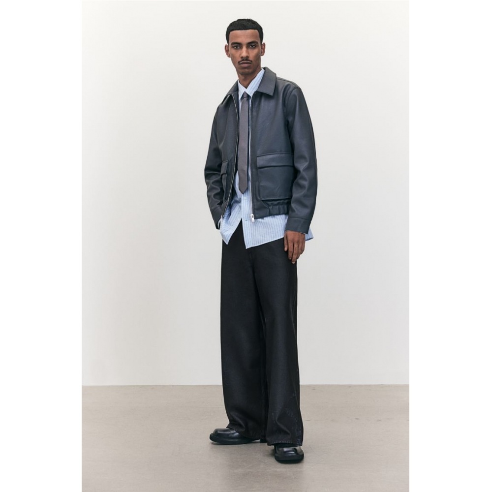 H&M ハイウェイスト ワイド ジーンズ ブラック