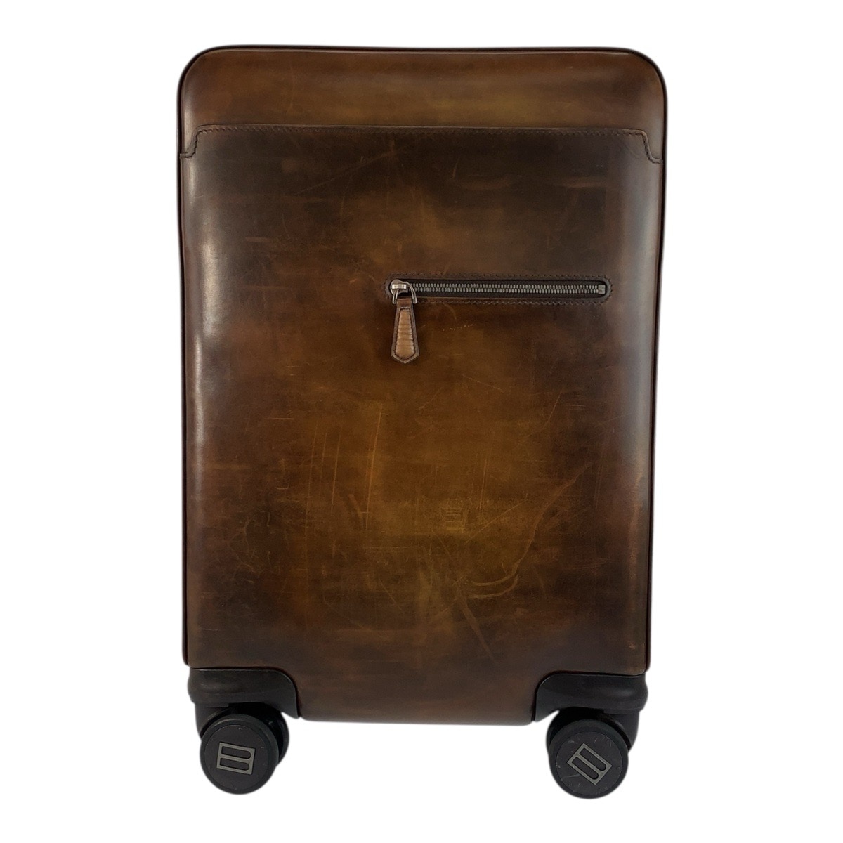 美品 フォーミュラ1000 ブラウン シルバー金具 レザー キャリーケース スーツケース メンズ 504185